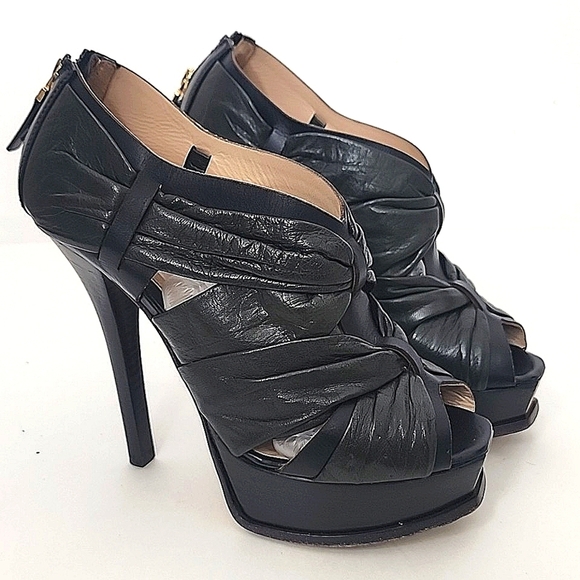 Fendi Zucca FF Logo OLIVE GREEN/BLACK Lambskin Leather Platform Bootie Sz EU 39 - Picture 3 of 12